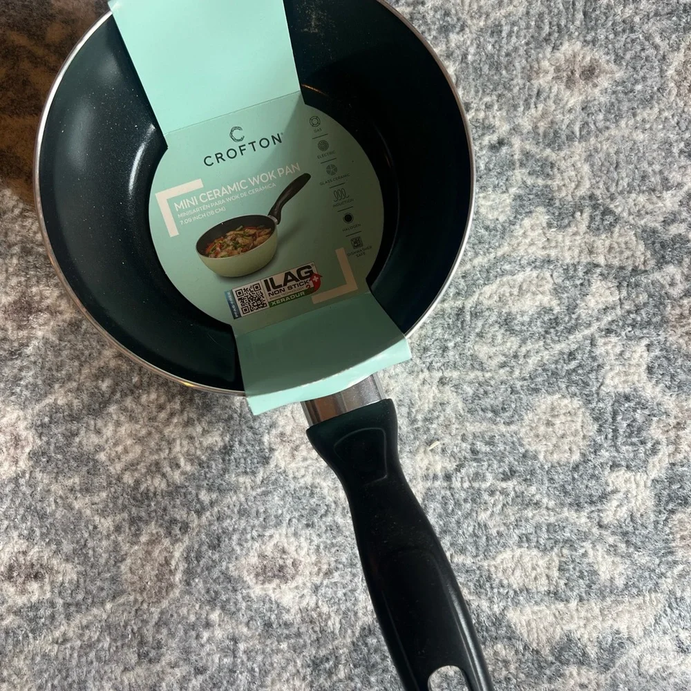 Crofton Green Ceramic Fry Pan Set & Mini Wok Pan - Picture 2 of 2